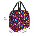 thumbnail image 2 of KLL Colorful Hearts Print Insulated Lunch Bag Women, Reusable Cute Tote Lunch Box for Adult & Men, Leakproof Cooler Lunch Bags for Work Office Travel Picnic, 2 of 5