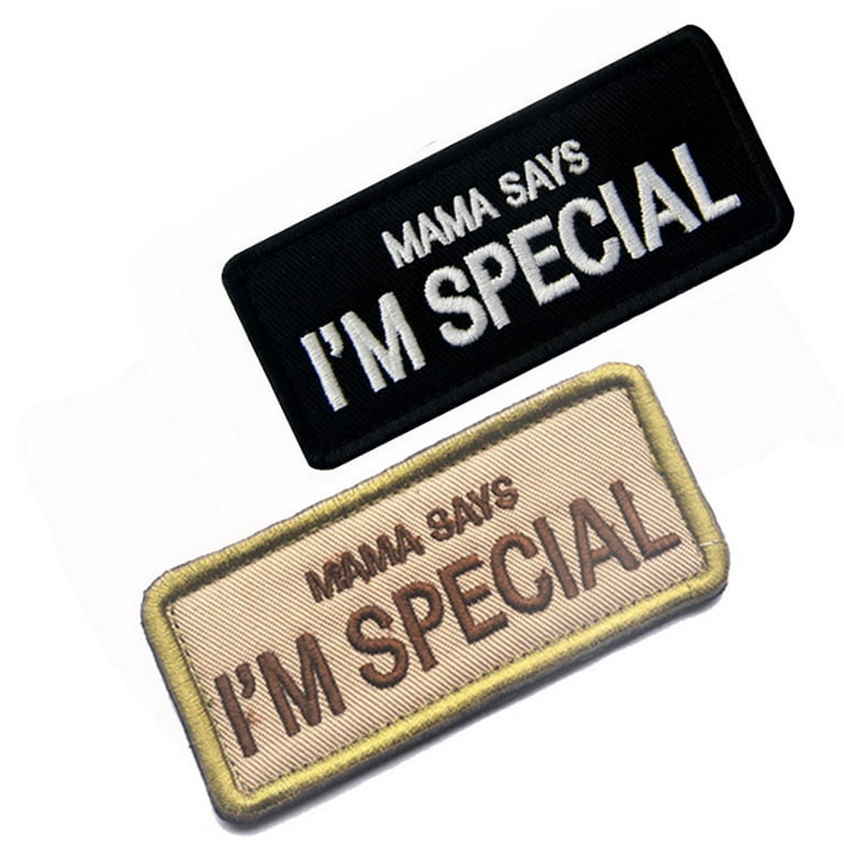 harmtty Unisex MAMA SAYS I'M SPECIAL Embroidery Badge Hook Loop Patch Cloth  Applique,Khaki 