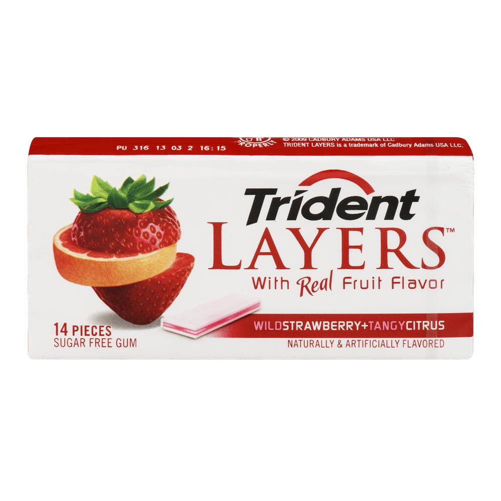 Trident Layers Wild Strawberry Tangy Citrus Sugar Free Gum, 14ct by Cadbury Adams Usa Llc