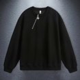 thumbnail image 2 of Puliio Men's Hoodless Sweatshirts Personality Zipper-Embellished Casual Long Sleeve Pullover Hooded Trendy Fashion Loose Streetwear Comfy Hoodless Tops, 2 of 6