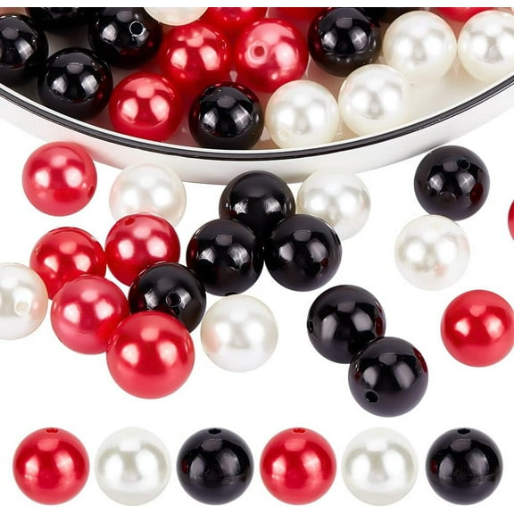 60pcs 20mm Pearl Beads Red Bubblegum Beads Chunk Pen Beads Acrylic Focal Beads Large Loose Beads