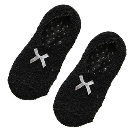 

TIERPOP Women Winter Fuzzy Slipper Boat Socks Striped Print Sweet Bow Non Skid Warm Fluffy Low Cut Home Hosiery with Grippers