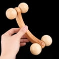 thumbnail image 3 of Household Wooden 4 Wheels Stress Relief Body Neck Muscle Massage Roller Beige, 3 of 3