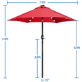 thumbnail image 6 of Topeakmart 7.5ft Patio Umbrella with 18 LED Solar Lights + 20'' Fillable Patio Umbrella Base Stand, Red, 6 of 20