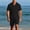 Suit-528Black, variant on 2 Piece Outfits for Men Short Sleeve Camp Collar Shirt & Shorts Linen Textured Summer Beach Sets Loose Soft Breathable Cool Vacation Suits