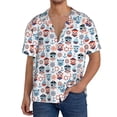 thumbnail image 2 of Picia Nautical And Pirate Owls Men's Linen Shirts Short Sleeve Cuban Beach Shirts Casual Shirts Button Down Shirt for Men Beach Summer Wedding Shirt-X-Large, 2 of 7