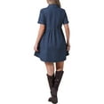 thumbnail image 3 of INSPIRE CHIC Women's Short Sleeve Button Down Collared Denim Babydoll Mini Dress S Deep Blue, 3 of 6