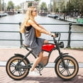 thumbnail image 2 of Hidoes Electric Mountain Bike 1000W Cruiser Ebike for Adults, 28mph & 25 - 35 Miles Long Range, 5 Speeds Retro Commute E-bike with 20" Fat Tire for Women Men, 2 of 15