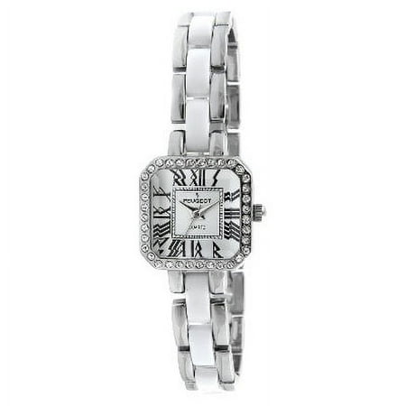 Peugeot Women's Acrylic Link Crystal Accented Watch - Silver & White