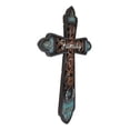 thumbnail image 2 of Western Family Tooled Tuscan Fleur De Lis Floral Scrollwork Horseshoe Wall Cross, 2 of 9
