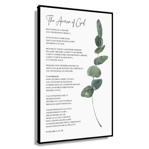 Armor of God Ephedera 6 10-18 Bible Verse Wall Art Christian Prayer Wall Art Watercolor Botanical Scripture Sign Poster Pictures Modern Living Room