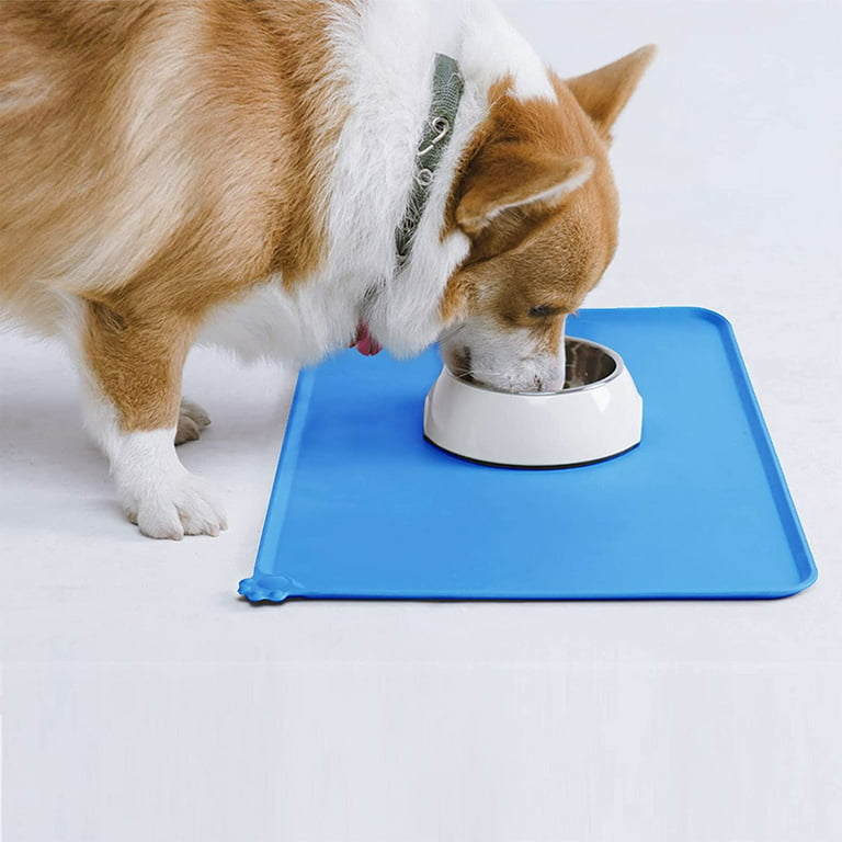 Non-Stick Pet Food Mat, Waterproof Silicone Cat Dog Bowl Mat, Small Dog  Feeding Mat for Small Pet - Blue (18.5 Inch x 11.5 Inch) 