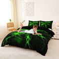 thumbnail image 3 of Homewish Green Gradient Lightning Bedding,Abstract Artwork Duvet Cover Full,Black Reversible,3-Piece,1 Duvet Cover and 2 Pillowcases, 3 of 6