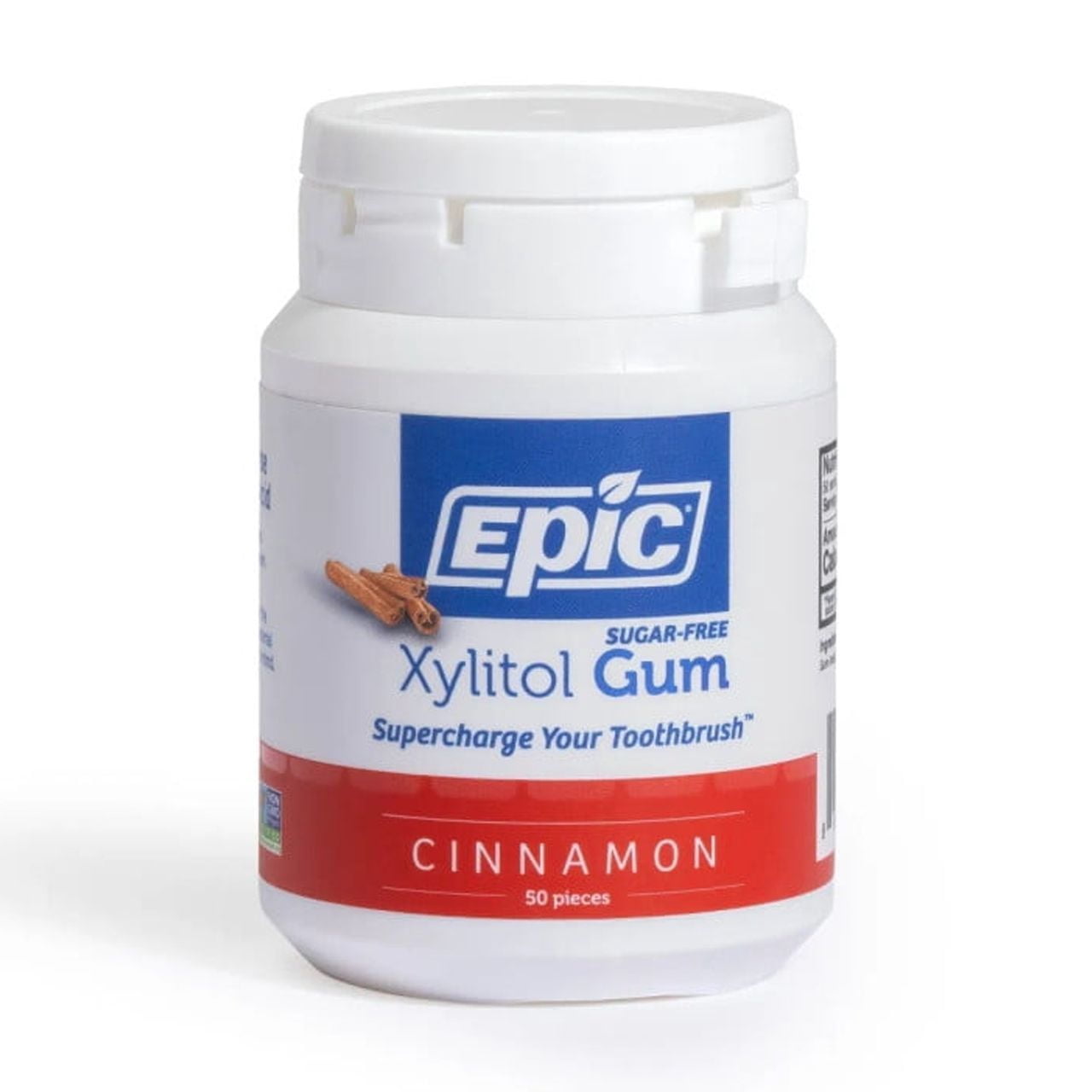 Epic Xylitol Chewing Gum - Sugar Free & Aspartame Free Chewing Gum Sweetened w/Xylitol for Dry Mouth & Gum Health (Cinnamon, 50-Piece Bottle, 3 Bottles)