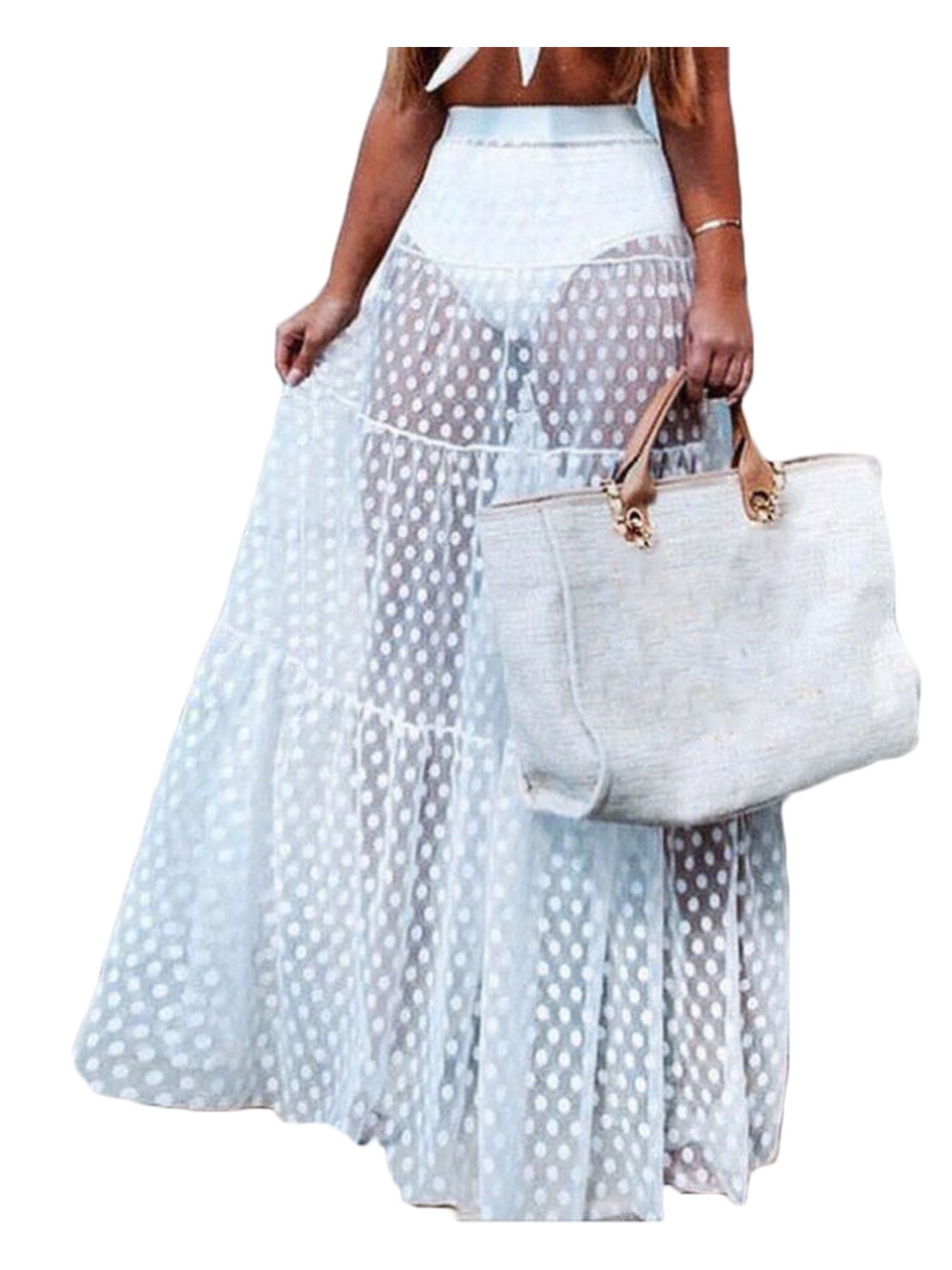 LisenraIn Women Mesh Sheer Maxi Skirt Wrap Skirt Beach Tulle