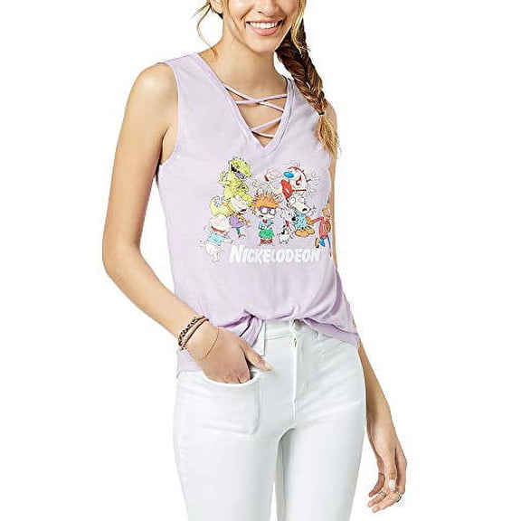 Love Tribe Juniors' Nickelodeon Graphic-Print Tank Top (Lavendar, M)