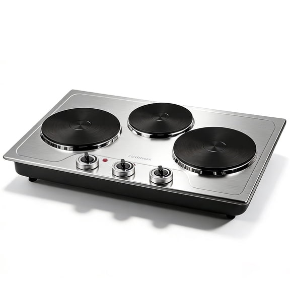 CUSIMAX 1800W Triple-Burner Cast Iron Ceramic Cooktop ā Portable Stainless Steel Countertop Stove for Fast, Energy-Saving Cooking