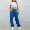 thumbnail image 2 of felwors Wide Leg Sweatpants for Women Fleece High Waist Joggers with Pockets Lightweight Comfy Drawstring Sweat Pants (Blue, XL), 2 of 7