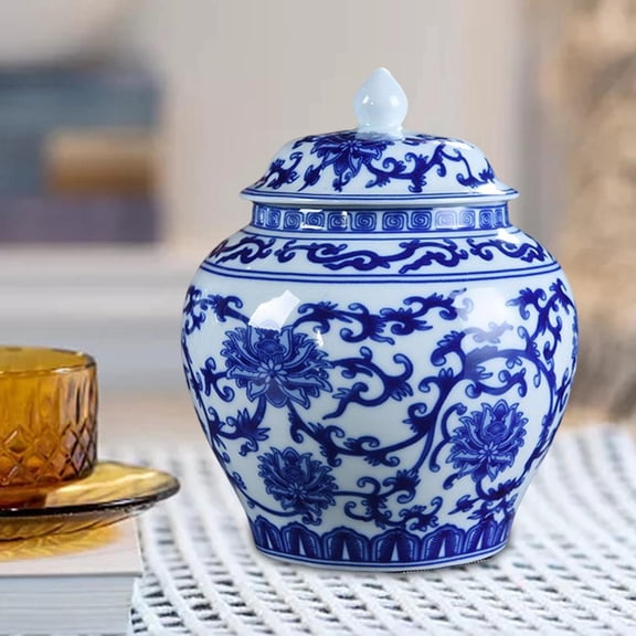 Mandarin Plum Porcelain Vase, Tea Storage Jar Temple Jar Asian Decor Traditional Exquisite Smooth Glazed Classical Beautiful for Home Dining M