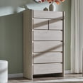 thumbnail image 3 of Aitjunz 54.7" Tall Dresser, Modern 7 Dressers & Chests of Drawers for Bedroom, Wood Dresser w/ Rounded Corner & Handless Design for Living Room, Cream, 3 of 7