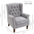 thumbnail image 3 of ZXNYH Button Tufted Wing Back Accent Chair, Thick Upholstered Arm Chair with Trim Rubber Wood Legs, Comfortable Mid-Century Sofa Chair Modern Reading Chair for Living Room and Bedroom (Beige), 3 of 6