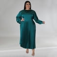 thumbnail image 5 of AURA Plus Size Long Sleeve Pleated Maxi Dress Women Round Neck Elegant Fall Winter Dress, 5 of 7