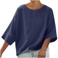 thumbnail image 1 of Vestidos Casuales Para Mujer, Blusas De Mujer De Moda Blusas casuales lisas para mujer, blusa de verano de moda con cuello redondo y mangas 3/4, 1 of 7
