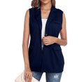 thumbnail image 1 of Vestes d'Automne et d'Hiver pour Femmes, Cardigan Sans Manches Décontracté à devant Ouvert, Gilet Cardigan à Simple Boutonnage avec Poches Bleu, 1 of 6