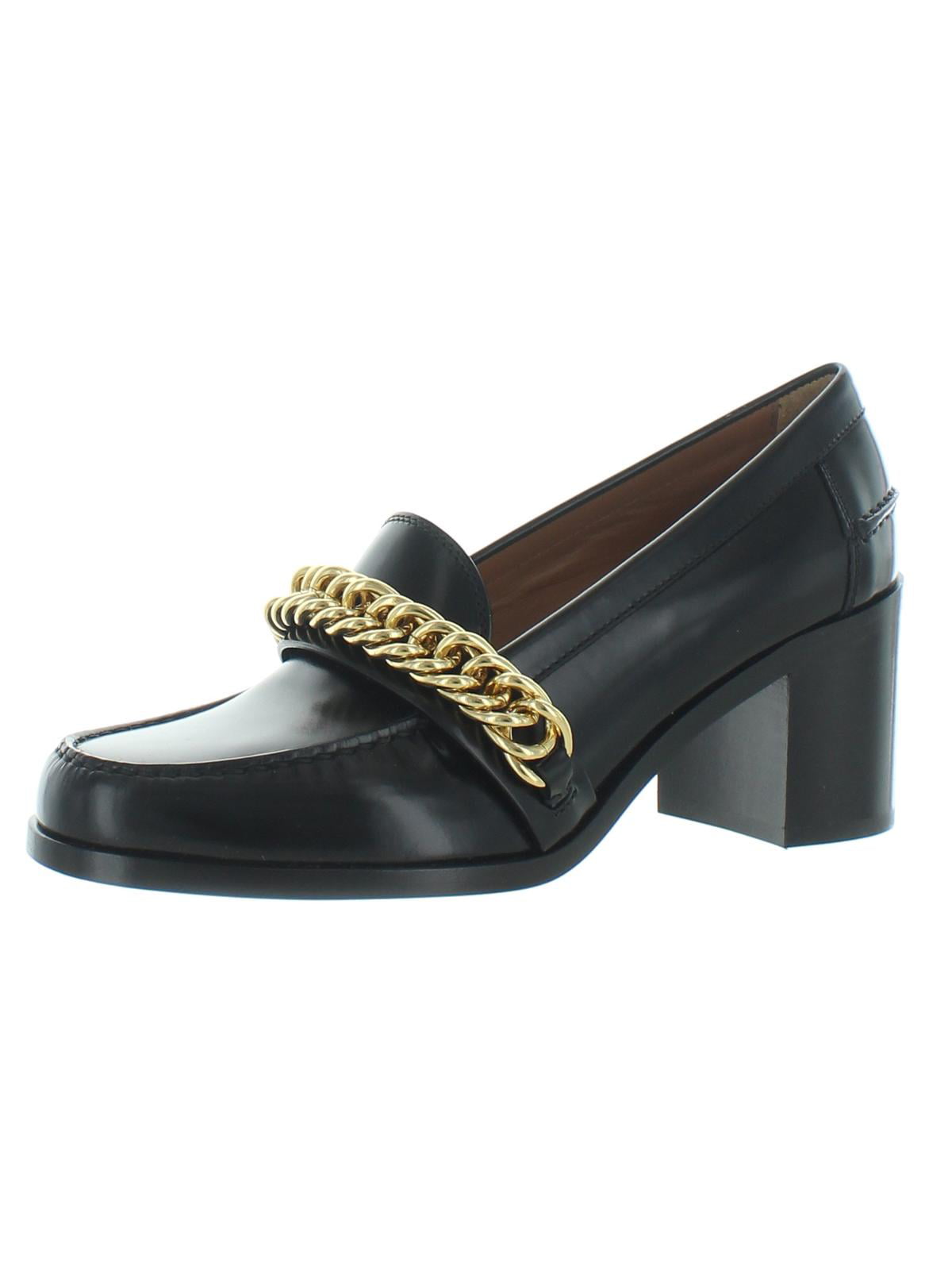 Givenchy Womens Chain Leather Slip On Heels Black 38 Medium (B,M) -