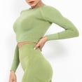 thumbnail image 3 of QRIC Women Seamless Long Sleeve Yoga Crop Top Running Fitness Workout Top Shorts, 3 of 6