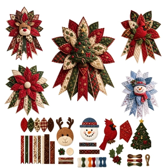 Beginner-Friendly Oversized Quilted Christmas Door Hanging Sewing Kit, DIY Patchwork Hanging Decor Kit Front Door Farmhouse Crafts for Adult, Wall Display(Christmas Tree)