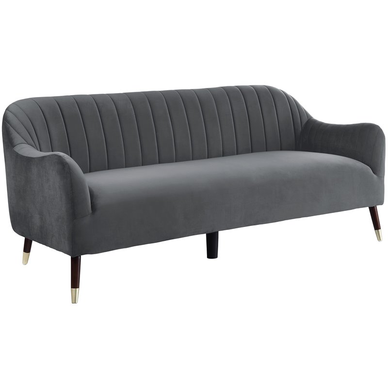 Lexicon Sloane Modern Contemporary Velvet Tufted Sofa in Gray