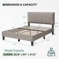 thumbnail image 3 of Novilla Queen Size Platform Bed Frame with Linen Fabric Adjustable Upholstered Headboard, No Box Spring Needed, Beige, 3 of 8
