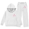 thumbnail image 2 of Ndbuld Girls Winter Hoodie with Wide Leg Pants Set, Soft Fleece Lined Tracksuit for Daily Wear and Family Outings, 2 of 6