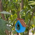 thumbnail image 3 of Lusxy Bird Houses Hand Carved Wood Birdhouses Hanging Bird House Outdoor Garden Patio Garden Decorative Pet Cottage Distressed Wooden Birdhouse for Outside Clearance Garden Country Cottages, 3 of 8