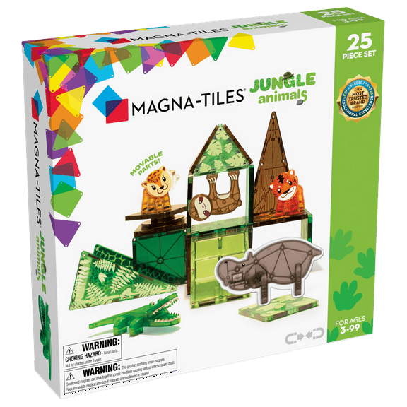 MAGNA-TILES Jungle Animals 25-Piece Magnetic Construction Set, The ORIGINAL Magnetic Building Brand