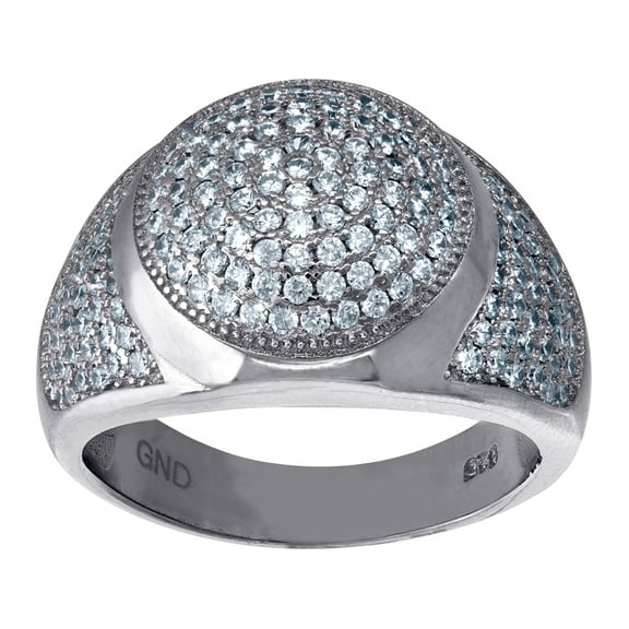 925 Sterling Silver Micro Pave Cubic Zirconia Size 11 Mens Fashion Ring Band Wedding Band for Men