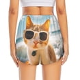 thumbnail image 2 of Lsque Surfing Cat Sun Printed Women's Running Shorts with Liner Pockets,Elastic Quick Dry Workout Athletic Gym Yoga Shorts,Womens High Waist Shorts-X-Large, 2 of 9