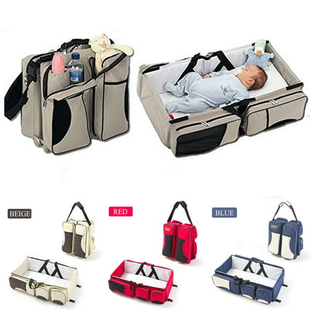 3 in 1 Diaper Bag Travel Bassinet Change Station Cream Multi Purpose Baby