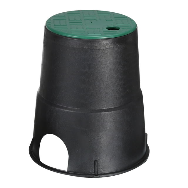 Unique Bargains 6 Inch Sprinkler Valve Box, Irrigation Valve Box Round Circular Valve Box for Garden Yard Lawn, Black