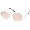 thumbnail image 2 of Classic Lightweight Slim Arms Colored Mirror Flat Lens Oval Sunglasses 50mm (Gold / Pink Mirror), 2 of 4