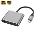 thumbnail image 2 of HUB 3 en 1 USBC3.0 tipo c a HDMI, estación de acoplamiento compatible con USB 3,0, carga 4K, adaptador divisor para MacBook Air Pro Samsung, 2 of 4