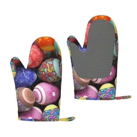 

Hirioo Easter Eggs1 for Silicone Oven Mitts for BBQ Baking Cooking Set of 2 Heat Resistant 260℃ Non-Slip Kitchen Essentials