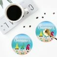 thumbnail image 4 of Naloa Hello Summer Gnome 1 Leather Coasters for Drinks, Durable Drink Coasters 4 Set for Tabletop Protection, Luxurious Home Décor and Housewarming Gift ( {designName})Round Shape, 4 of 6