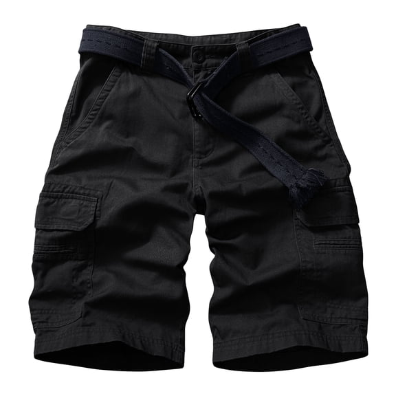 Mens Cargo Shorts, Relaxed Fit Cotton Casual Work Shorts with 8 Pockets, 11-inch Inseam,Black Size 36
