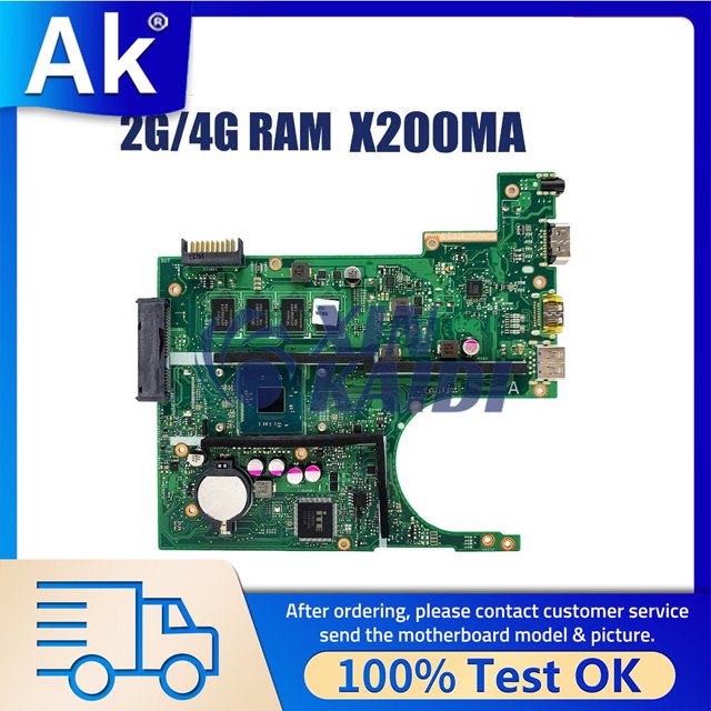 Notebook Mainboard For ASUS X200MA X200M F200MA K200MA D200M Laptop Motherboard With N2815 N2840 N3540 N3530 2G 4GB RAM LVDS EDP N3520 4GB EDP