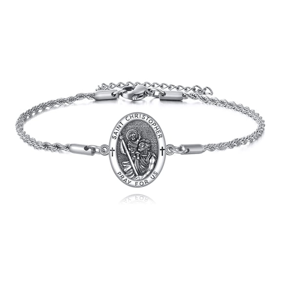 St Christopher Bracelet Men 925 Sterling Saint Christopher Bracelet St Christopher Medal Catholic Jewelry Gifts for Men Women