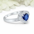 thumbnail image 3 of HeartsAndYou 2ct Natural Sapphire Diamond Engagement Ring Milgrain Halo 14k SOLID White Gold, 3 of 6