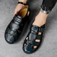 thumbnail image 6 of Men's Hook Loop Closed Toe Fisherman Sandals,Fashion Hand Stitching Leather Outdoor Hiking Waterproof Athletic Sandals Summer Beach Shoes, 48, 6 of 7