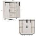 thumbnail image 4 of Rustic Wood Wall Storage Cabinet with Two Sliding Barn Door, 3-Tier Decorative Farmhouse Vintage Cabinet for Kitchen Dining, Bathroom, Living Room, Vintage White, 4 of 7